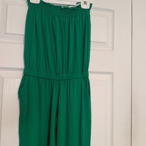 Green Cotton strapless romper